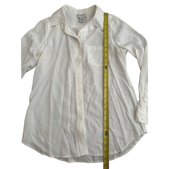NWT Soft Surroundings White Tunic Button Front Shirt Blouse Roll Tab Sleeve S - Picture 5 of 7
